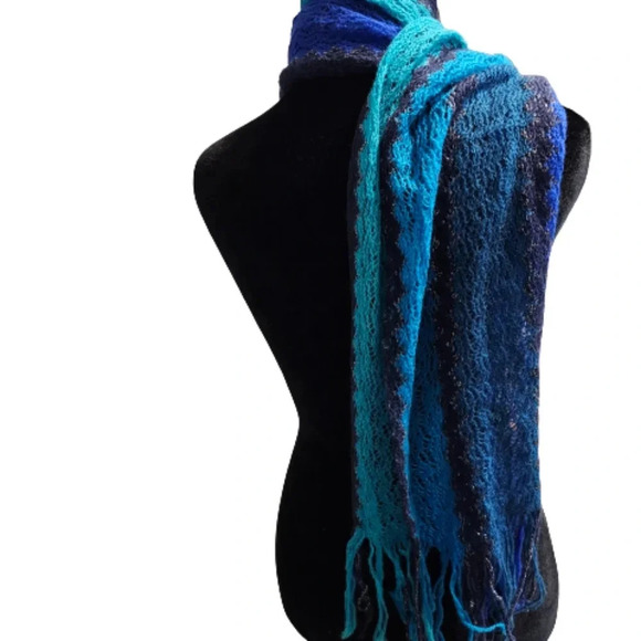 Apt.9 Blue Striped Scarf - Picture 2 of 4